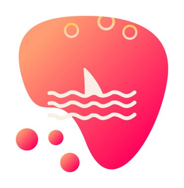 Deniz ikonunda köpekbalığı yüzgeci, vektör illüstrasyonu 