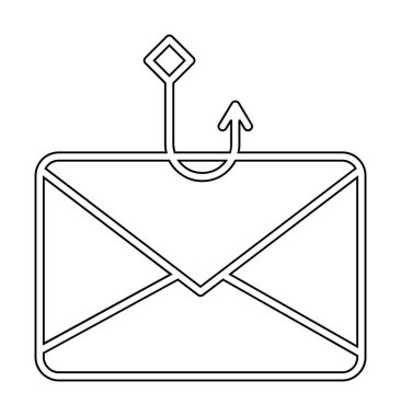 E-posta ile balık oltası. Posta zarfı simgesi ile balıkçılık dolandırıcılığı. 