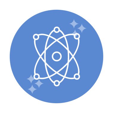 Moda düz biçimli atom simgesi, bilim simgesi vektör illüstrasyonu                     