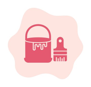 Boya fırçası ve kova vektör çizimi, simge ögesi arkaplanı                    