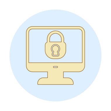 Basit Bilgisayar monitörü Ekran simgesi, vektör illüstrasyonunu kilitle