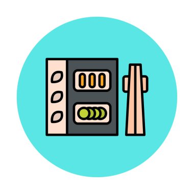 Basit Japon Bento kutusu simgesi, vektör illüstrasyonu