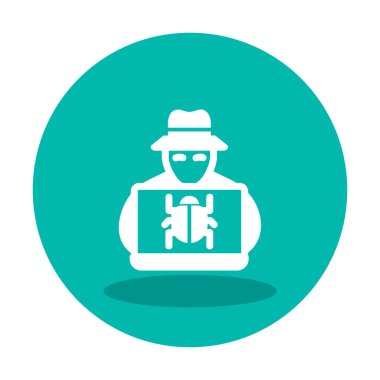 Basit Bilgisayar Hacker simgesi, vektör illüstrasyonu