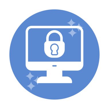 Basit Bilgisayar monitörü Ekran simgesi, vektör illüstrasyonunu kilitle