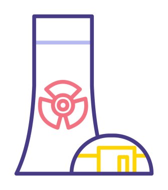 Nükleer enerji santrali ikon vektör illüstrasyon grafik tasarımı                        