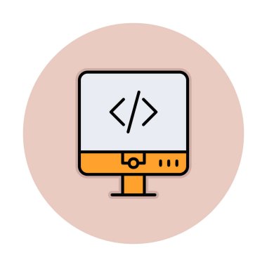 Kodlama. Web simgesi basit illüstrasyon                  