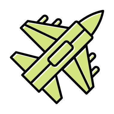 Jet Fighter ikonu. Askeri uçak uçuşu. vektör illüstrasyonu