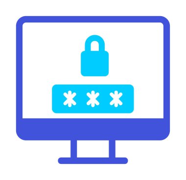 Basit Bilgisayar monitörü Ekran simgesi, vektör illüstrasyonunu kilitle