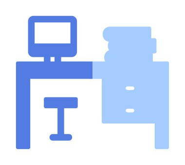 ofis masası simgesi, basit vektör illüstrasyonu