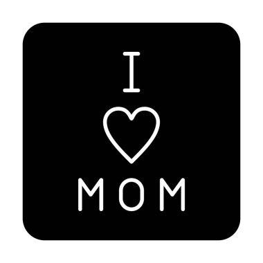 Annemi seviyorum. Düz ikon, vektör çizimi. 