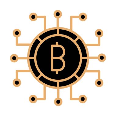 Bitcoin işareti, vektör illüstrasyonlu dijital para simgesi 