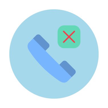 düz basit arama telefonu Reddedilmiş simge vektör illüstrasyonu 