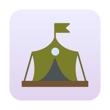 Askeri çadır simgesi, vektör illüstrasyonu