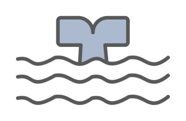 Moda tarzında izole edilmiş arka planda su ikonu olan balina kuyruğu