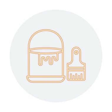 Boya fırçası ve kova vektör çizimi, simge ögesi arkaplanı                    