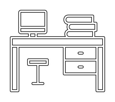 ofis masası simgesi, basit vektör illüstrasyonu