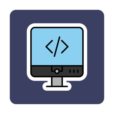 Kodlama. Web simgesi basit illüstrasyon                  