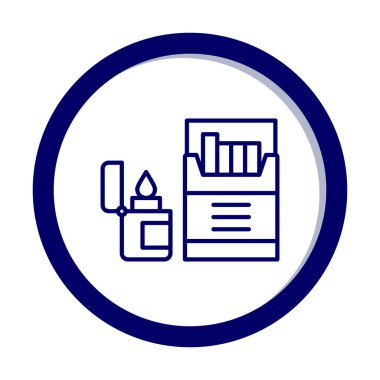 Sigara ve daha hafif ikonlu tütün sembolü, vektör illüstrasyonu 