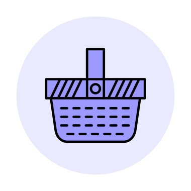 piknik sepeti web simgesi, vektör illüstrasyonu 