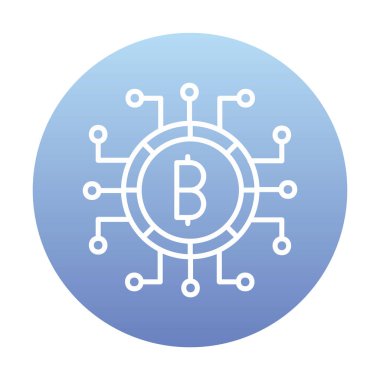 Bitcoin işareti, vektör illüstrasyonlu dijital para simgesi 