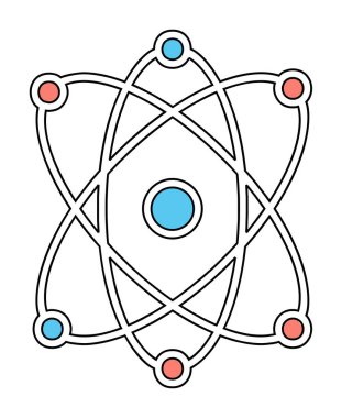 Moda düz biçimli atom simgesi, bilim simgesi vektör illüstrasyonu                     