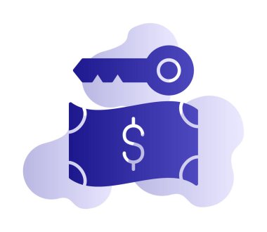 Dolar para birimi ve anahtar simgesi, Fidye yazılımı konsepti, vektör illüstrasyonu  