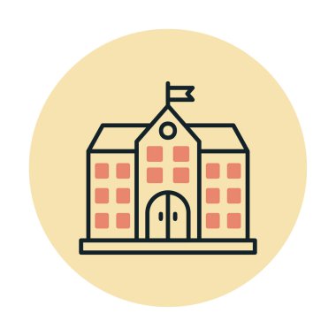 Üniversite binası ikonu. Düz renk tasarımı. vektör illüstrasyonu.                           