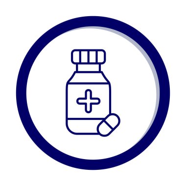 İlaç ikonlu ilaç şişesinin vektör çizimi