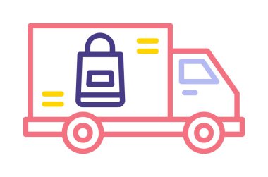 Teslimat kamyonu vektör simgesi modern basit illüstrasyon                        