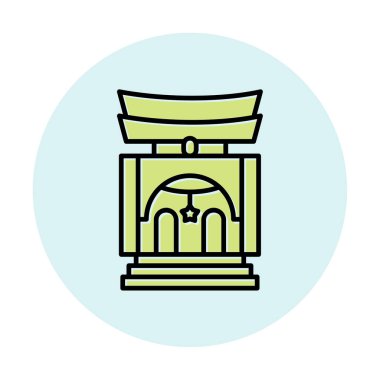 Basit antik Asya Tapınağı simgesi, vektör illüstrasyonu