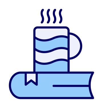 sıcak çay ve kitap simgesi, özet biçimi vektörü 