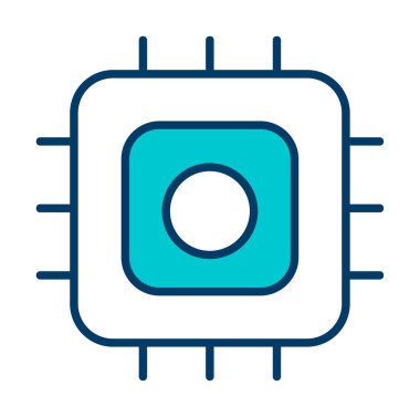 Basit düz işlemci vektör ince çizgi simgesi