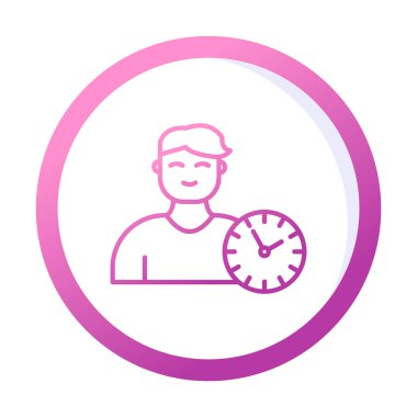 Saat simgesi olan adam, Zaman Yönetimi sembolü, vektör illüstrasyonu 