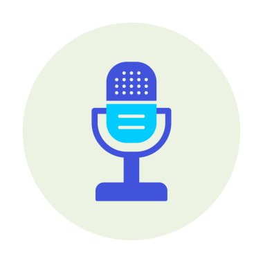 mikrofon simgesi uzun mavi arkaplanda izole edildi.