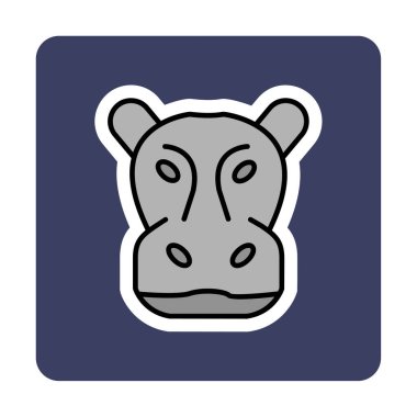 Hippopotamus baş ikon vektör çizimi