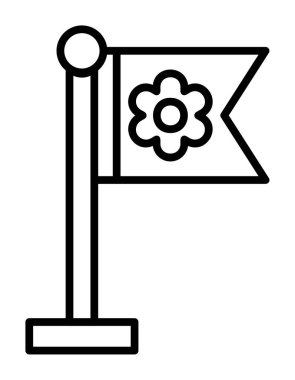 Sakura bayrak simgesi, vektör illüstrasyonu 