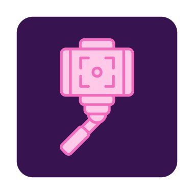 Akıllı telefon web simgesi, vektör illüstrasyonlu selfie çubuğu 