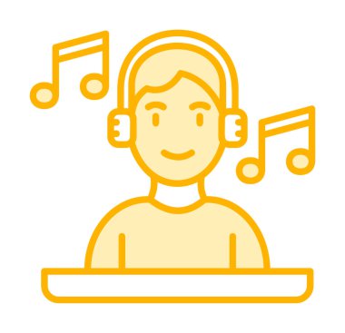 DJ avatar web simgesi, vektör illüstrasyonu 