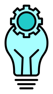 Cogwheel simgesi, vektör illüstrasyonlu ampul 