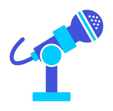 mikrofon simgesi uzun mavi arkaplanda izole edildi.