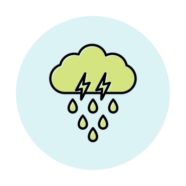 Gök gürültülü yağmurlu bulut sembolü, hava durumu ikonu, vektör illüstrasyonu 