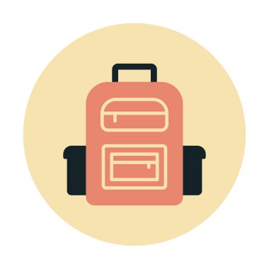 Sırt çantası düz simge vektör çizimi