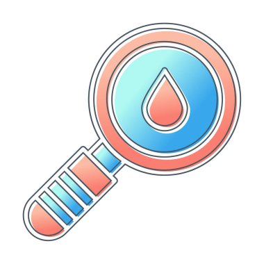 Loupe ikonu. Büyüteçteki su damlasının vektör çizimi