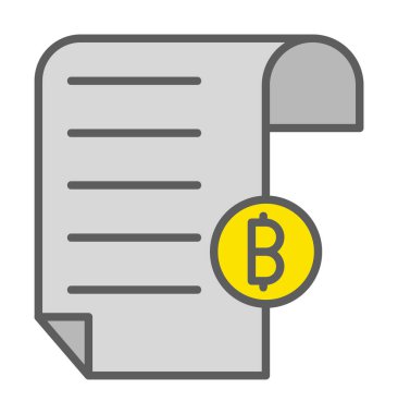 Bitcoin imzalı fatura simgesinin vektör illüstrasyonu 