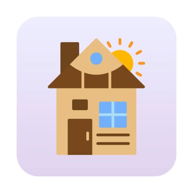 ev düz simgesi, vektör illüstrasyonu 