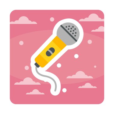 mikrofon simgesi uzun mavi arkaplanda izole edildi.