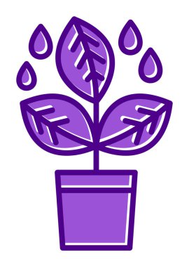 Yapraklı saksıda bitki, vektör çizimi 