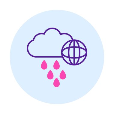 Dünya yağmurlu bir gün. Web simgesi basit tasarım