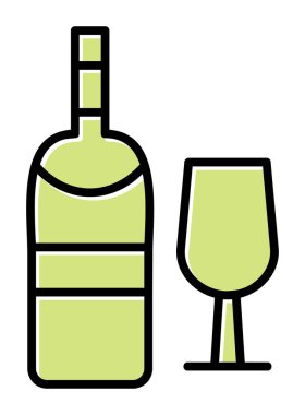 şarap şişe ve cam kutsal kişilerin resmi, vektör çizim  