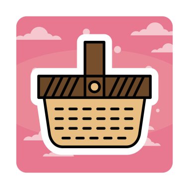 piknik sepeti web simgesi, vektör illüstrasyonu 